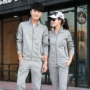 Bộ đồ thể thao mùa xuân và mùa thu Hàn Quốc Quần áo thể thao chạy bộ bằng lụa Nam Bộ đồ thể thao ngoài trời hai mảnh bộ quần áo gió nam adidas