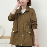 Осенний короткий тонкий плащ для матери, куртка, для среднего возраста, в западном стиле