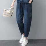 Осенние модные джинсы для матери для отдыха, для среднего возраста, в западном стиле