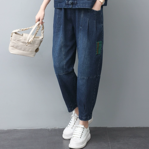 Осенние модные джинсы для матери для отдыха, для среднего возраста, в западном стиле