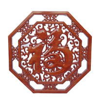 Peach wood carving blessing octagonal ornaments hanging paintings new Chinese living room high-end porch on the wall of the new home
