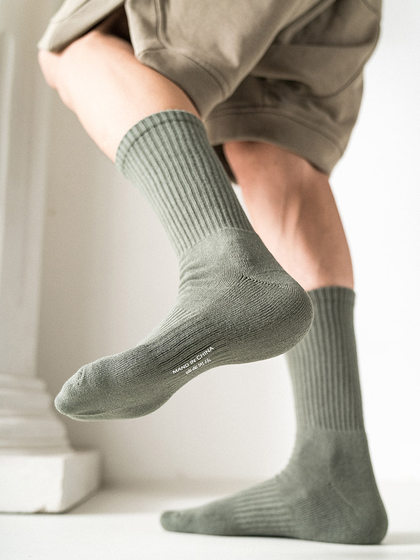 袜子男纯棉高筒毛巾底纯色高帮篮球运动美式长筒袜橙色舞蹈长袜潮