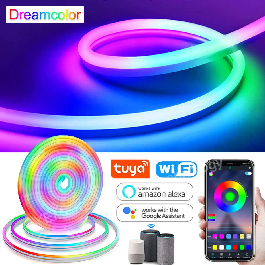 RGBIC LED неон свет 12V 96LED/м Ленты гонки Tuya Smart W
