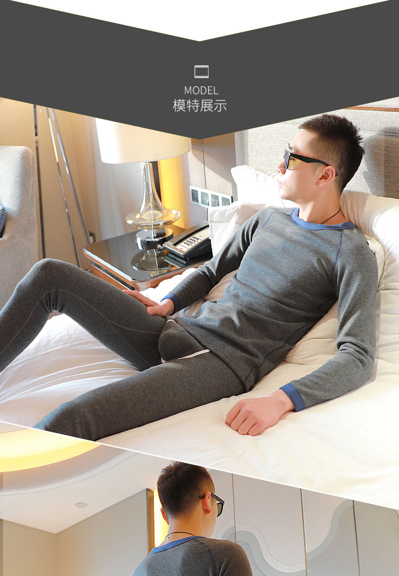 Quần lót nam dày cộng với nhung phù hợp với mùa thu và mùa đông thanh niên cổ tròn thủy triều phiên bản Hàn Quốc của quần lót nam mùa thu quần dài đồ bộ nữ mặc nhà