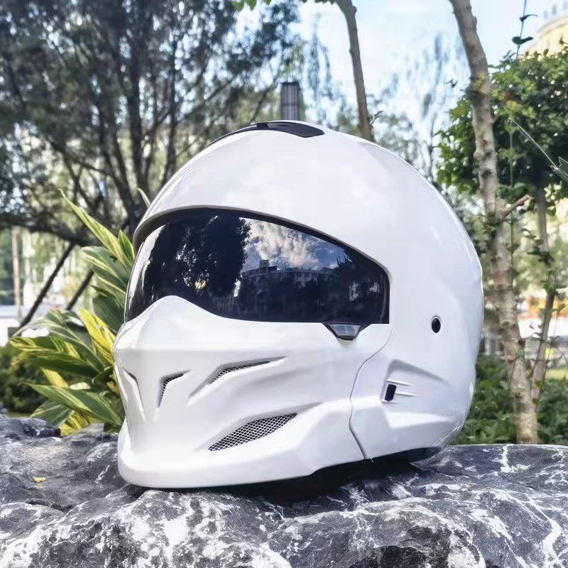國產黑蝎子頭盔電摩托車個性男半盔冬季戰士復古哈雷全盔四季瑕疵