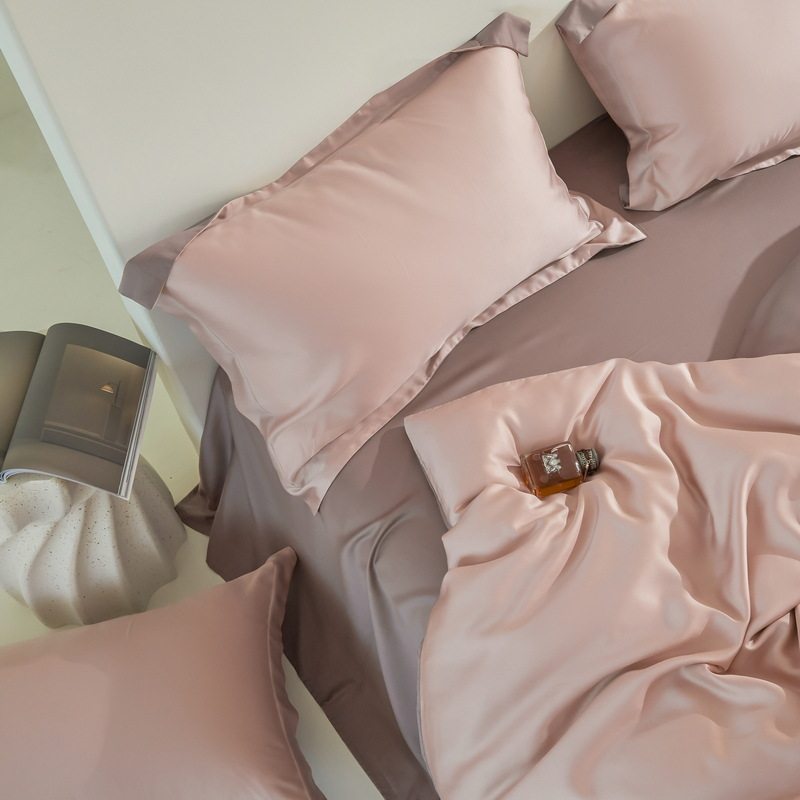 Class a Maternal and Infant-Grade Lyocell 100 Four-Piece Set Tencel Luxury Duvet Cover Bed Sheet Fitted Sheet Ice Silk Hotel