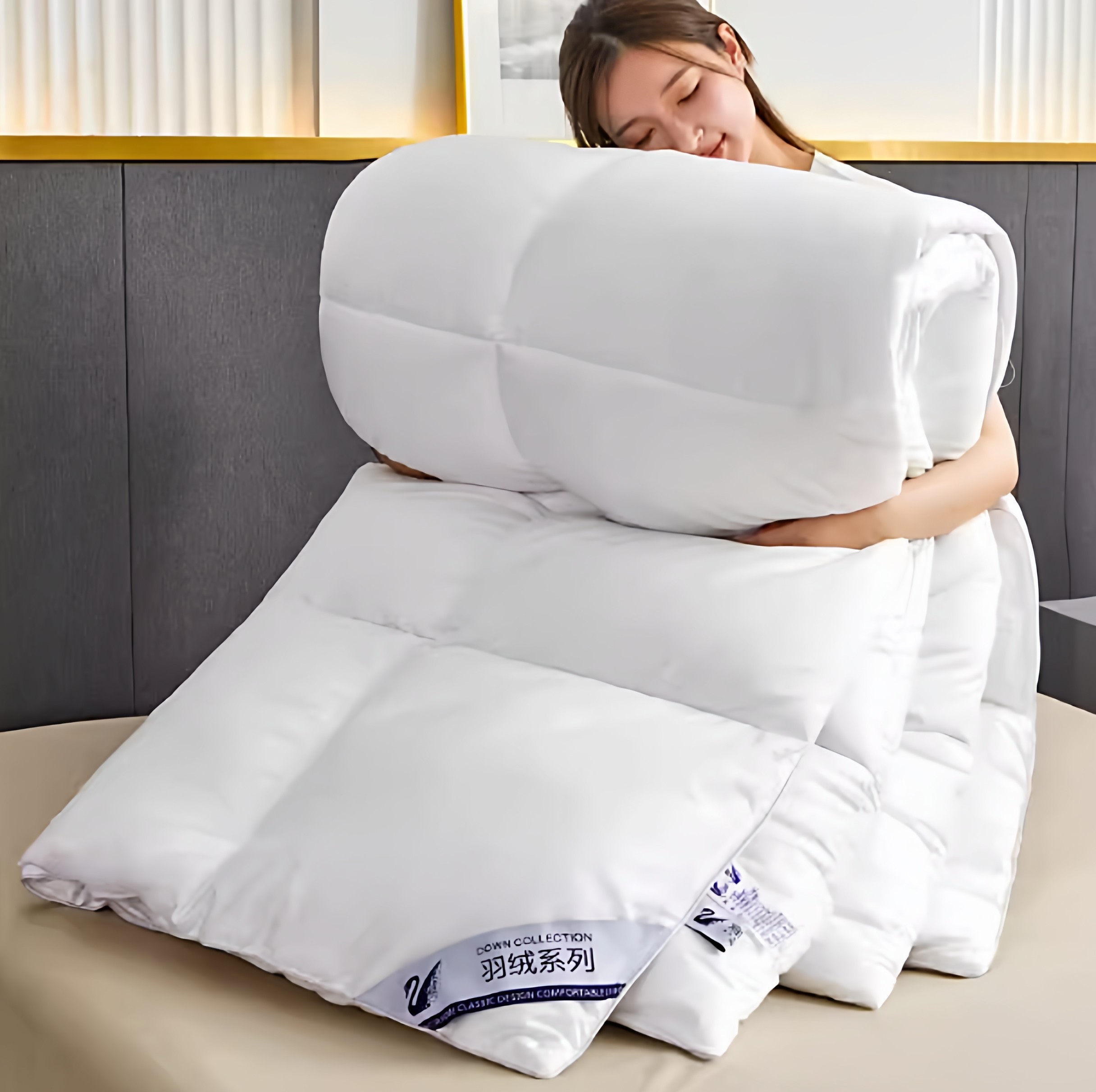 Natural Sleep Cotton Feather Duvet Core Double Size Winter Thickened Warm Feather Duvet Spring and Autumn Quilt Winter Quilt Gift