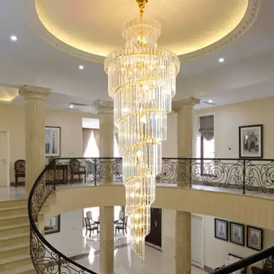 European-style compound large chandelier luxury villa hollow living room LED crystal lamps simple modern staircase lighting