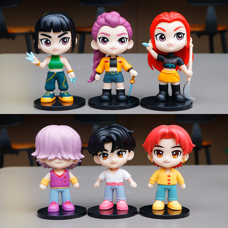 Cross-Border K-Pop Hunter Girl Group Q-Version Male and Female Group Figures Toy Tiger Crow Rumi Zoe Model Ornaments