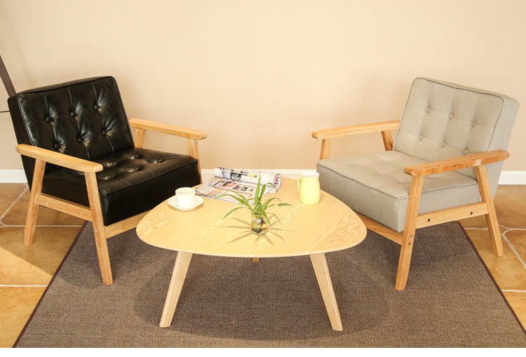 Deming Si kiểu Nhật gỗ ghế bành Vải Ghế ghế cafe ghế salon sofa nhỏ đôi phòng ngủ - Ghế sô pha ghế sofa cafe