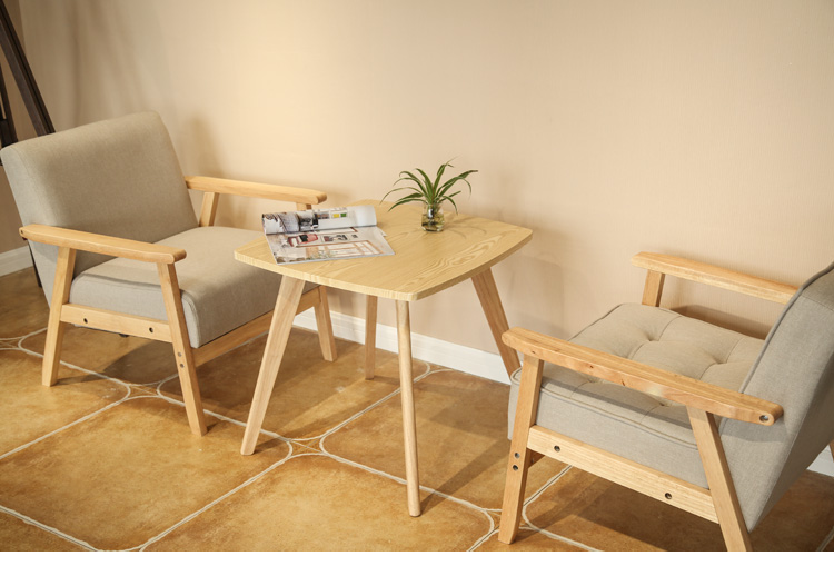 Deming Si kiểu Nhật gỗ ghế bành Vải Ghế ghế cafe ghế salon sofa nhỏ đôi phòng ngủ - Ghế sô pha ghế sofa cafe