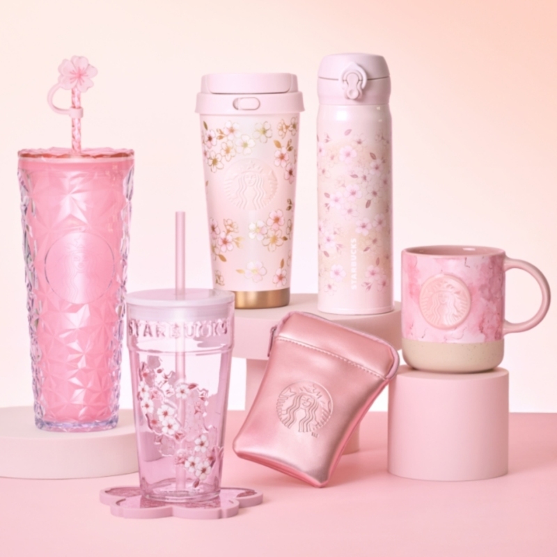 Japan Starbucks 2026 Sakura Season Limited Series Pink Stainless Steel Insulated Cup with Straw and Glass Travel Mug Japan Starbucks 2026 Sakura Season Limited Series Pink Stainless Steel Insulated Cup with Straw and Glass Travel Mug