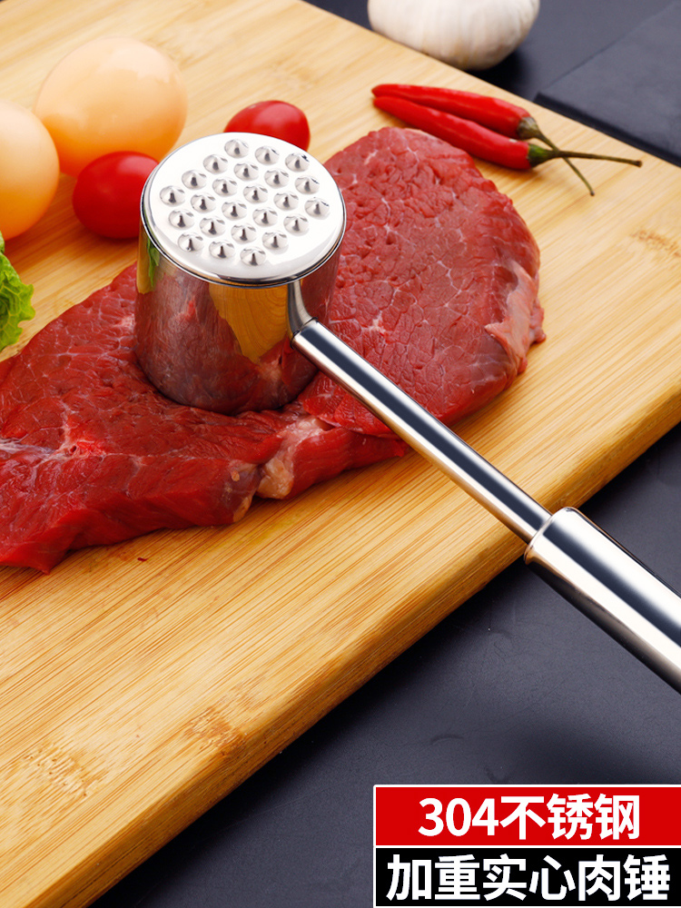 304 stainless steel loose meat hammer needle steak slapper Kitchen household tie hole rib breaking tool Buckle meat hammer meat artifact