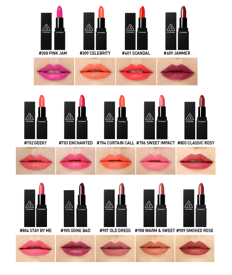 [Trang điểm] 3CE Sanyu Jade Classic Lipstick Matte Lipstick Moisturising Lip Gloss Female Authentic - Bộ trang điểm son màu đỏ mận