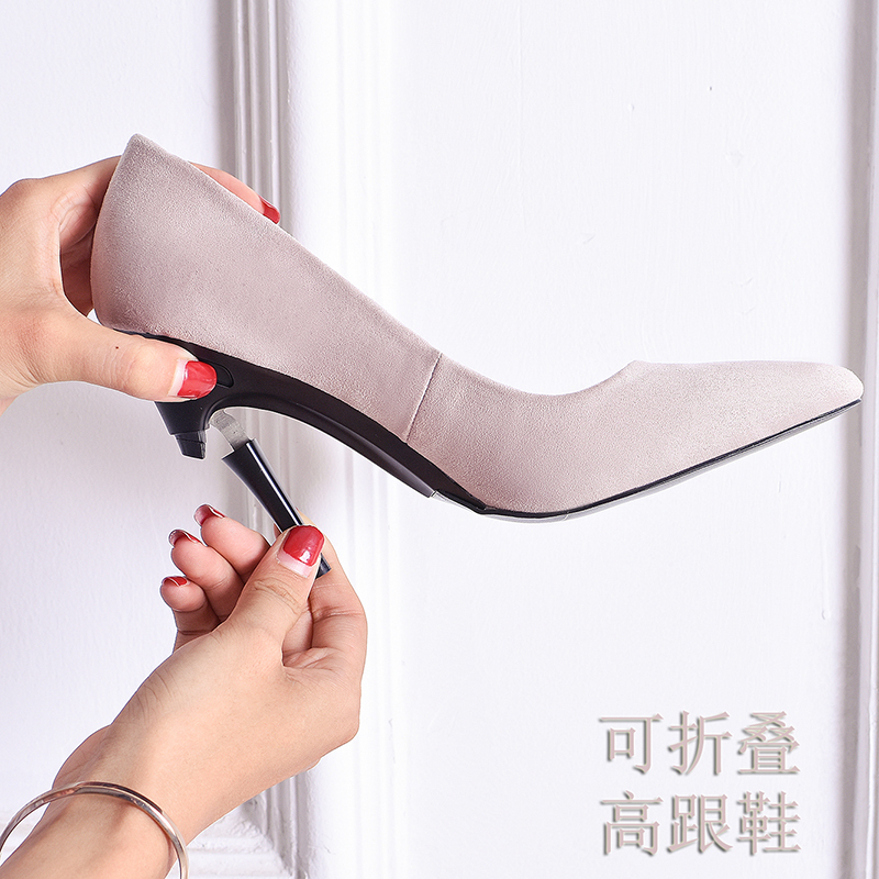 Autumn and Winter Style Fresh and Trendy High Heels for Women, Princess Style, Foldable High Heels, Genuine Leather Shoes for Women