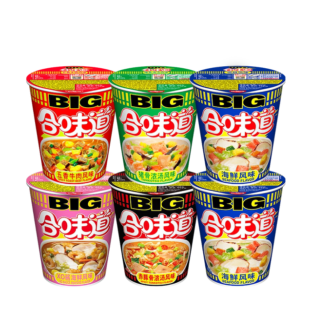 Nissin large cup with 6 cups of seafood multi-choice instant noodles