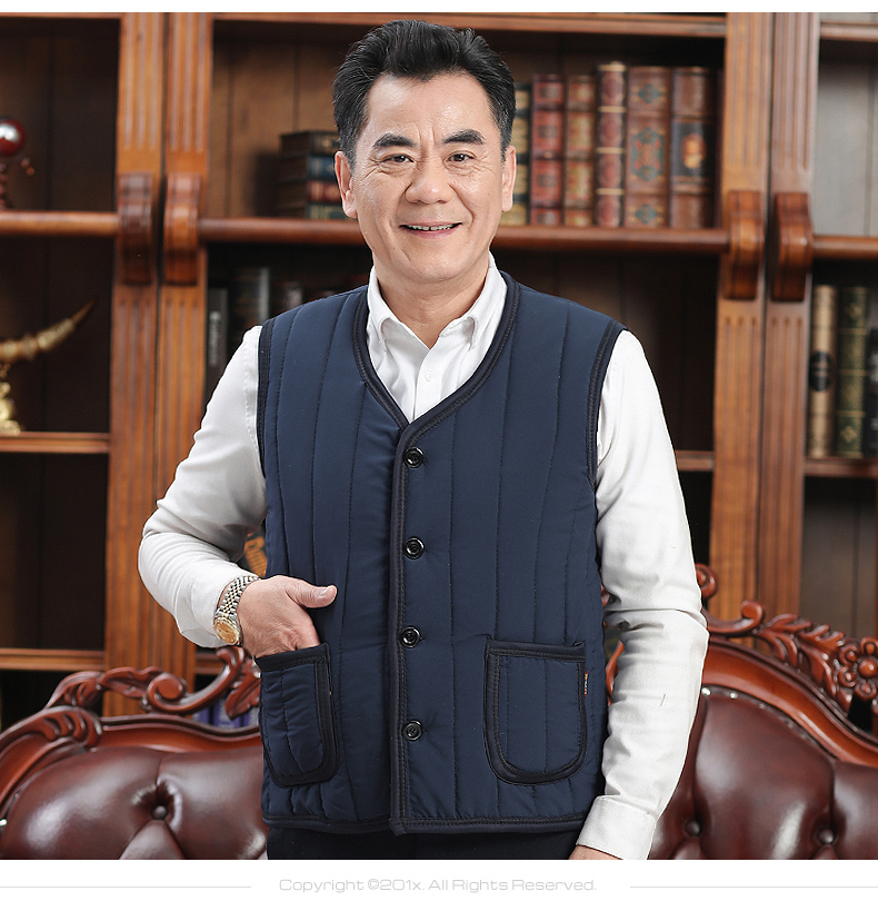 Áo vest mùa thu và mùa đông của cha cộng với áo nhung cotton dày ấm áp áo vest nam trung niên trong áo vest nam cao tuổi ao khoac vest nam