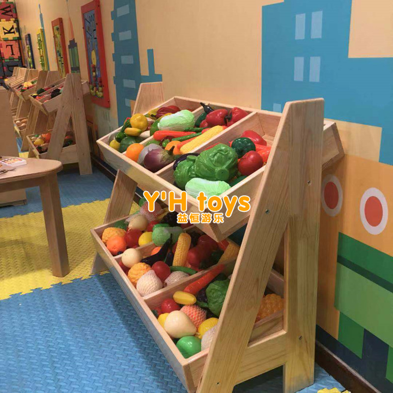 Kindergarten Children's Area Corner Play Dress Home Wine Toy Emulation Fruit Shelving Supermarket Show Rack Vending