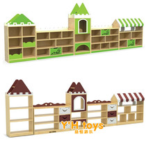 Early education kindergarten pine wood children storage rack storage rack finishing area cabinet solid wood area corner combined toy cabinet