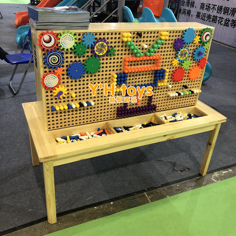 New puzzle Early teaching kindergarten Toys 100 Changing Inserts of Pearl Children's Desktop Games Mushroom Inserted Nails Toy Real Wood Table