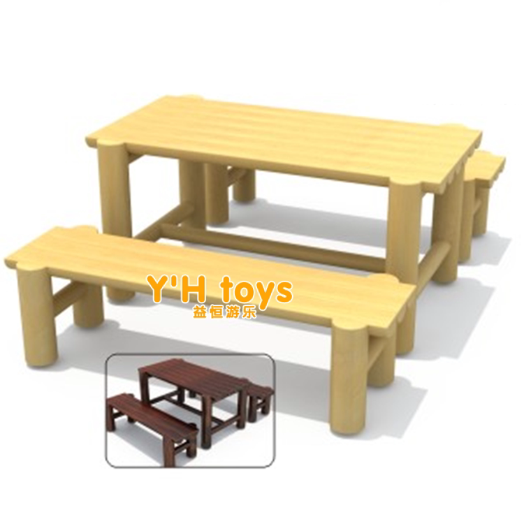 Children Zhangzi Pine Carbonated Wood Table And Chairs Kindergarten Solid Wood Pottery Table Stools Rectangular Table Benches Meme Works Table