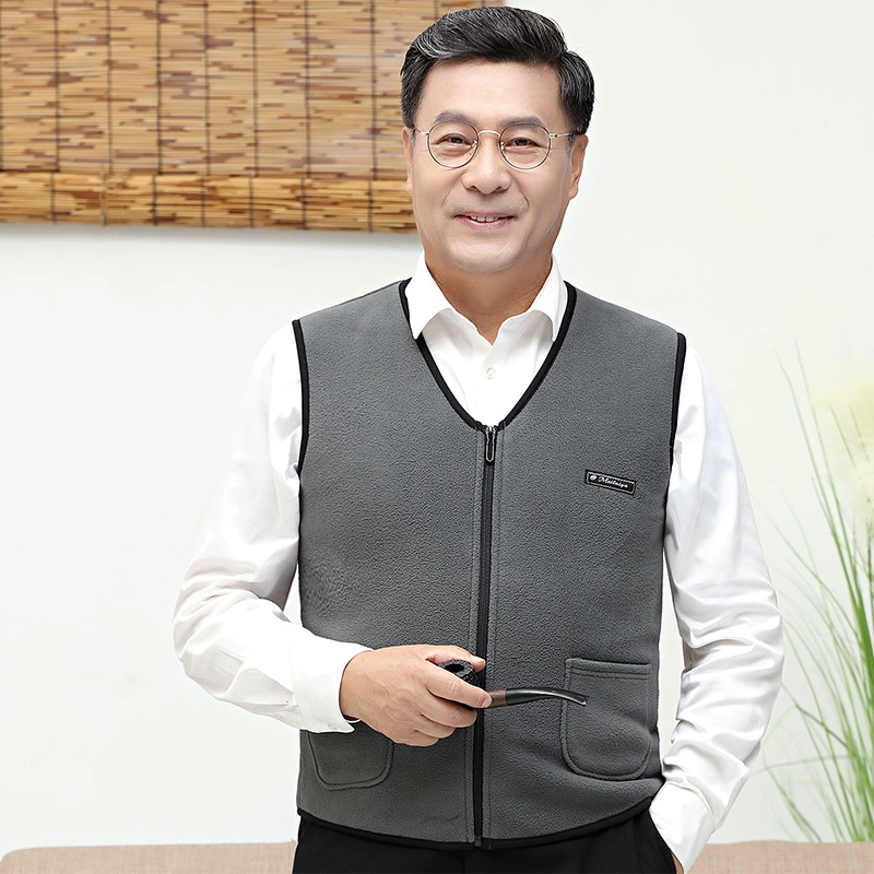 Trung niên và người cha già vest vest bố vợ mùa thu đông mới cộng với áo ghi lê lông cừu ông nội mặc áo vest nam lông cừu - Áo vest cotton