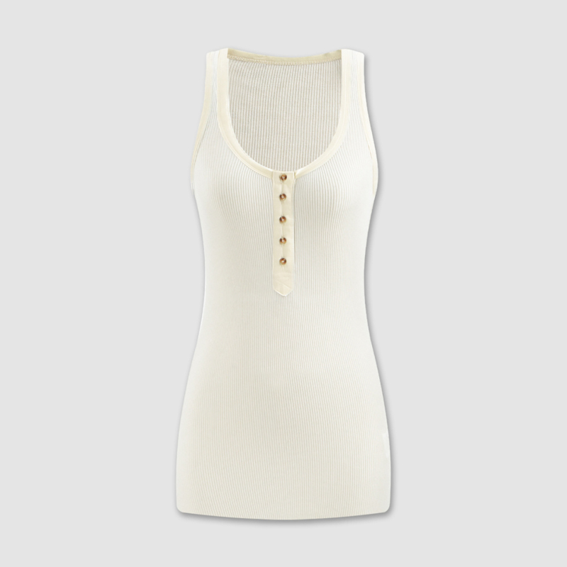 Lyocell Wool Blend High-Elasticity Base Tank Top for Women, Spring New Half-Button Henry Collar Ribbed Tank Top Camisole Lyocell Wool Blend High-Elasticity Base Tank Top for Women, Spring New Half-Button Henry Collar Ribbed Tank Top Camisole