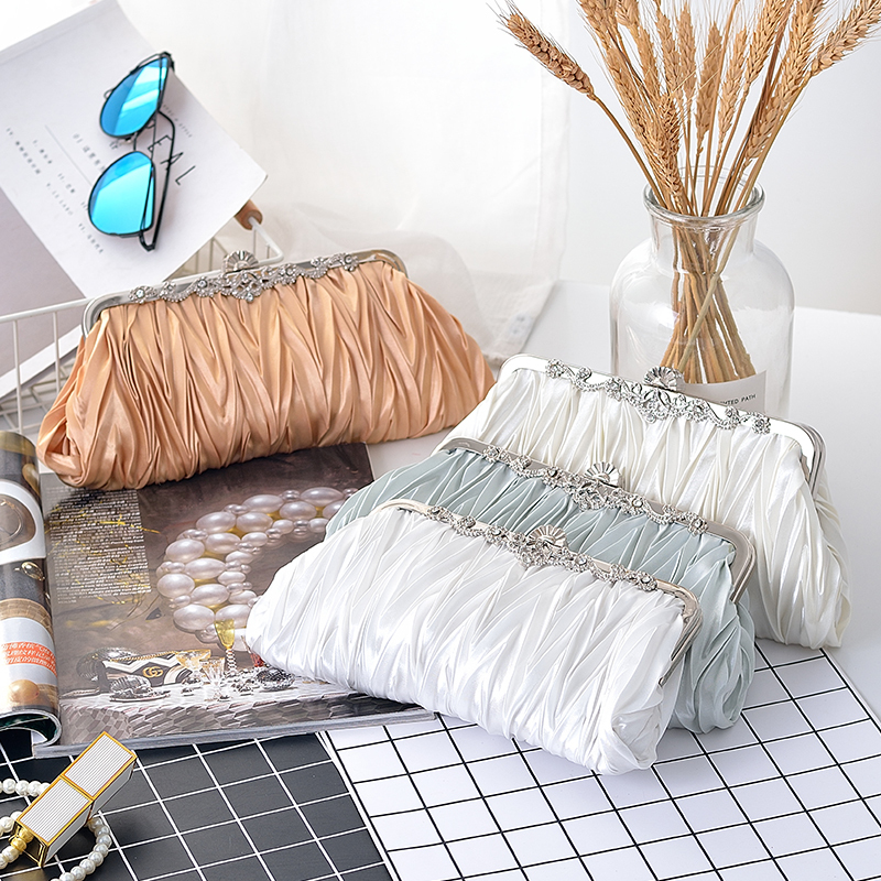 Silk Forged Pleated Banquet Bag Clutch Evening Bag