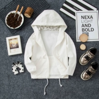 2019 trẻ em mùa xuân và mùa thu áo bé trai cotton trắng dây kéo áo khoác bé gái lớn áo hoodie bé áo măng tô ngắn trẻ em