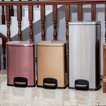 Large stainless steel foot step trash can Household kitchen elevated trash can Foot type kitchen trash can storage bucket
