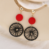 Japanese Korean retro log color dream catcher earrings Net red temperament personality ear clip without ear hole earrings female