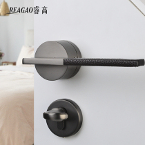 Magnetic suction silent door lock indoor bedroom wooden door lock household universal type Nordic room split lock minimalist light luxury leather