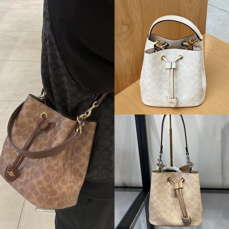 Coach Women's Bag Rowan22 Monogram Bucket Bag Versatile Simple Large Capacity Shoulder Crossbody Handbag