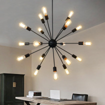 Nordic personalized creative iron satellite chandelier American country black lamp living room clothing store multi-head spider chandelier