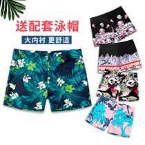 Fat boy plus fat extra swimming trunks embarrassing swimming equipment flat corner hot spring mens swimsuit flower swimming suit