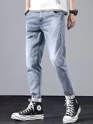 Summer jeans men thin slim straight men men ankle-length pants stretch Tide brand casual loose 2021 pants men