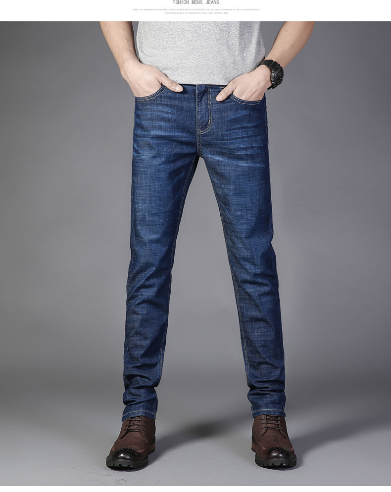 Jeans nam căng mùa hè phần mỏng mỏng thẳng thanh niên nam siêu mỏng lỏng mùa hè thường quần dài người đàn ông