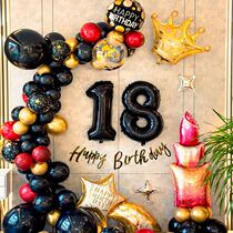 Background wall layout venue scene adult ceremony mitzvah mitzvah prop girl 18-year-old adult mitzvah arrangement lipstick balloon