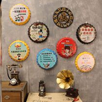 Retro Industrial Wind Hotel Dining Room Table Wall Sofa Background Wall Beer Cover Small Pendant Hot Pot Wall Trim