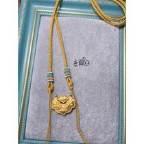 Gold necklace can be added to both ears with double ear pendants koi lock transfer beads semi-finished diy self-wearing jewelry necklace