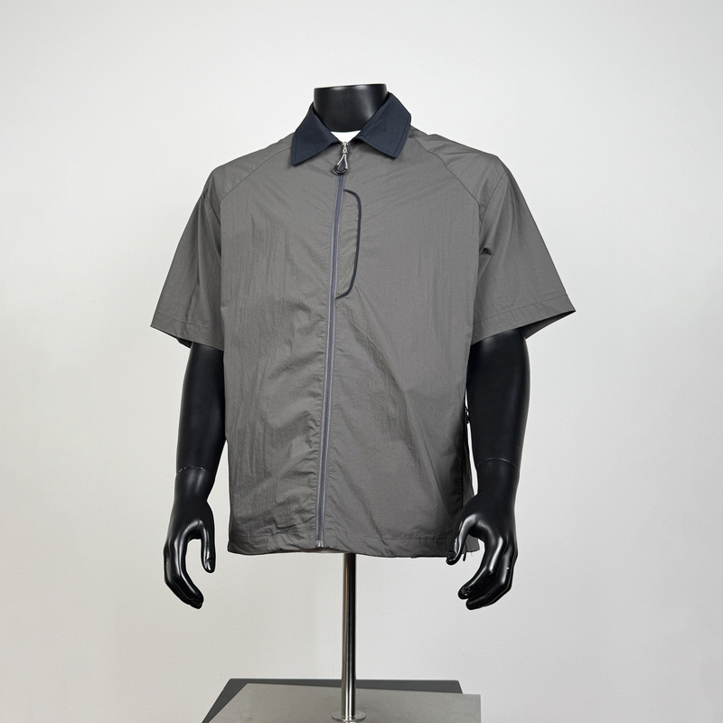 Outdoor Cool-Feeling Functional Lightweight Short-Sleeve Shirt for Men, Summer Turn-Down Collar Zipper Quick-Dry Shirt, Loose Top Outdoor Cool-Feeling Functional Lightweight Short-Sleeve Shirt for Men, Summer Turn-Down Collar Zipper Quick-Dry Shirt, Loose Top
