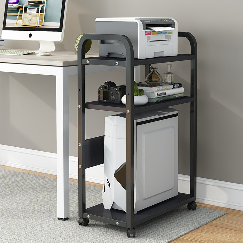 Desktop computer host shelf floor-to-ceiling printer rack multi-layer office chassis storage rack bracket solid wood