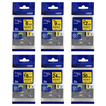 Original brother label machine ribbon 6 9 12 18 24 36mm Black word label sticker on yellow background