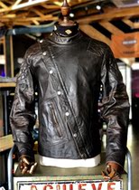 METAL HEART retro American locomotive cruise gliding Harley Knight retro diamond grid diagonal zipper leather jacket