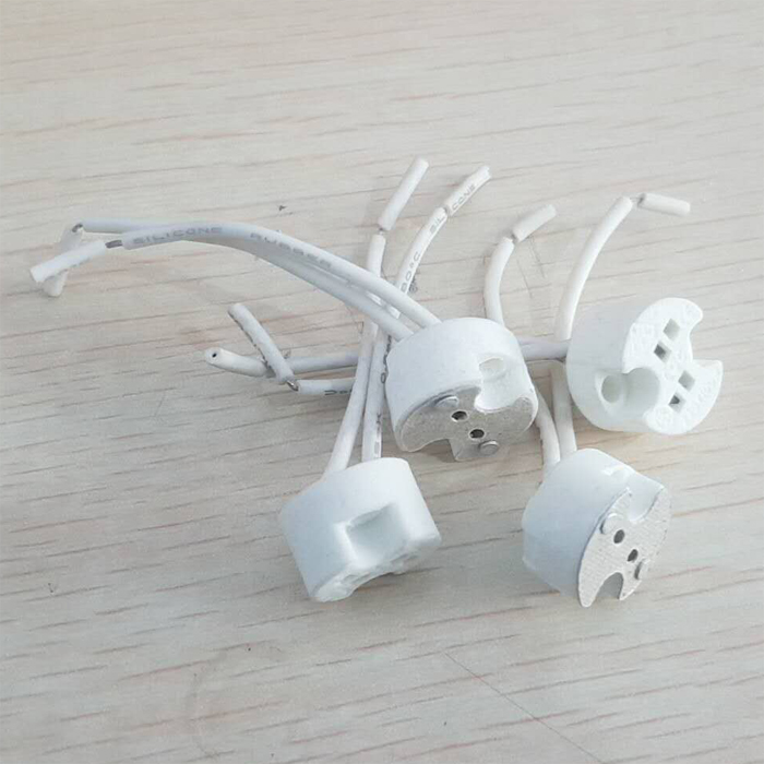 Ceramic lamp holder Bed lamp base G5 3 GU5 3 lamp holder plug Lamp cup plug line spot light downlight light source socket