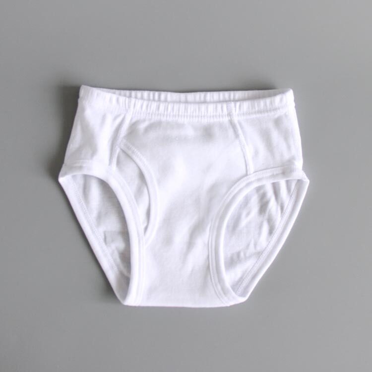 Spring, summer, autumn and winter elastic thread thin material boy middle child cotton triangle underwear pure white front opening