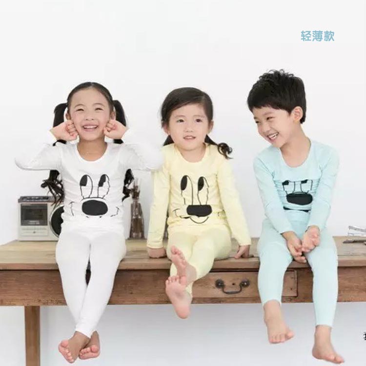 Bộ đồ lót trẻ em quanh cổ cho bé trai và bé gái mùa thu set đồ cotton cotton siêu mỏng đồ bé gái
