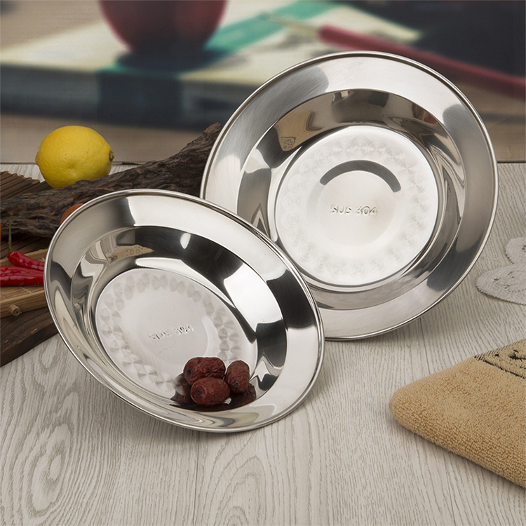 Tấm thép không gỉ 304 đĩa dày đĩa nhà đĩa món ăn đĩa món ăn không từ tính tấm tấm mẫu giáo bát đĩa đẹp
