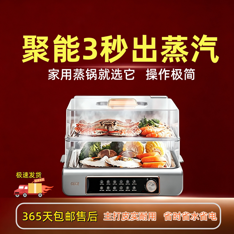 German Gugger Large-Capacity Electric Steam Box Household Steamer Transparent Multi-Functional New Model Special Price Free Shipping Two Layers