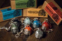 KOPO METAL Taiwanese staff hand-made personality retro pit bull helmet keychain bag hanging